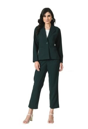 EUPHORIA WARDROBE Women’s Coat Pants for Casual and Formal Wear | Cotton Blend Blazer, Pants and Canny Three-Piece Set