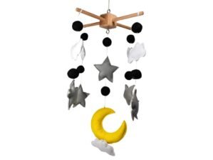 The Sculpted Brain in The Sky Felt Mobile | Baby Crib Nursery Mobile in The Sky for Baby Boys and Girls | Boho Nursery Decor | Bedroom Hanging Decoration Kids Toy