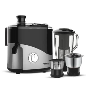 Maharaja Whiteline Odacio Plus 550-Watt Juicer Mixer Grinder With 3 Versatile Jars | Food Grade Safe | 2 year warranty (Black & Silver)