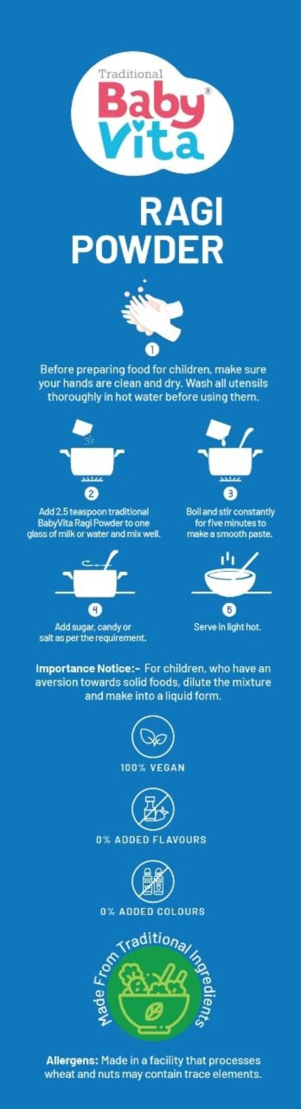 Babyvita Ragi Powder Mix (300g Jar) – No Preservatives, No Added Vitamins & Minerals, Natural & Healthy Baby Food, Pack of 1