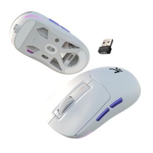Kreo Pegasus 58 GMS Ultra Lightweight Wireless Gaming Mouse, Top PixArt Sensor, 6 Programmable Buttons, Bluetooth, 2.4GHz Connectivity Gaming Mouse, DPI Upto 26000, Software Included (Pegasus-White)