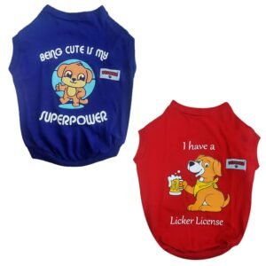 FETCHER Ink Blue And Bright Red T-Shirt For Dogs And Cats (10″ Xxs) – 2 Count