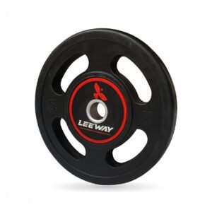 LEEWAY Rubber Coated Metal Integrated (5kg X 2) Rubber Weight Plates 31mm| 4 Cut Design Rubber Weight| Olympic Barbell Spare Gym Weight Plates for Strength Training| Olympic Weight (5X2)