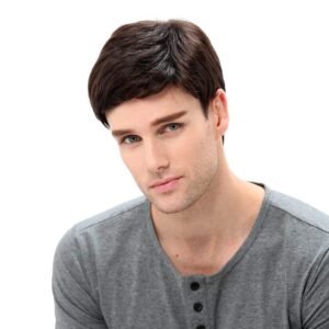 Foreignholics Fashion Men Wig Natural Black Synthetic Hairs (Black)
