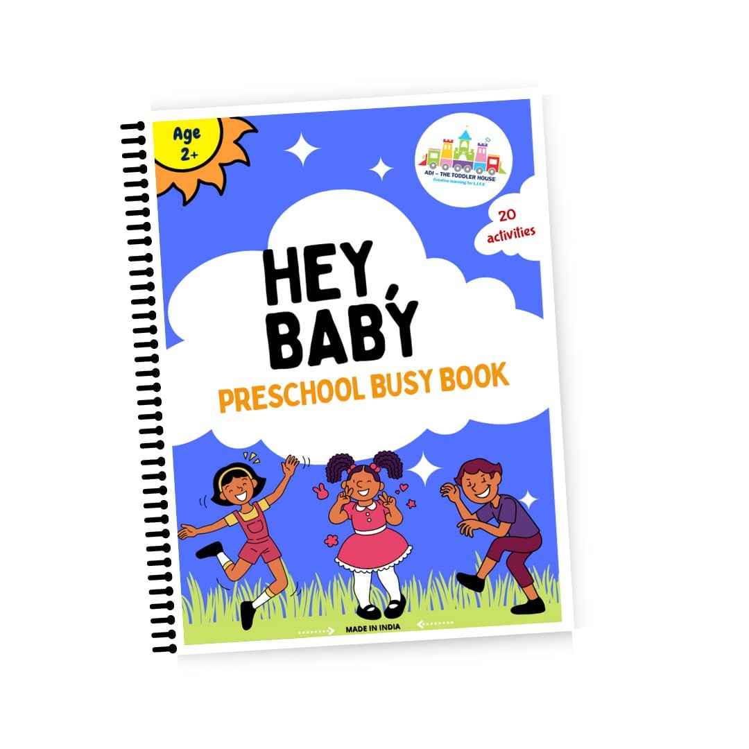 Toddler House - Hey Baby - Preschool Busy Book for Kids, Early Montessori Toy book for Toddlers, Sensory Educational tool, 20 Pages Toddler Activity Binder - for Boys & Girls Develops Fine Motor Skills