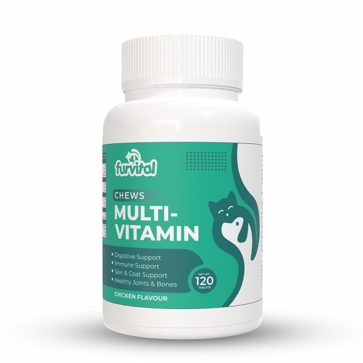 FURVITAL Multi-Vitamin Chews | Health Supplement for Dogs & Cats | Digestive Supports | Skin & Coat Support | Healthy Joints & Bones | Suitable for All The Breeds - 120 Tablets.