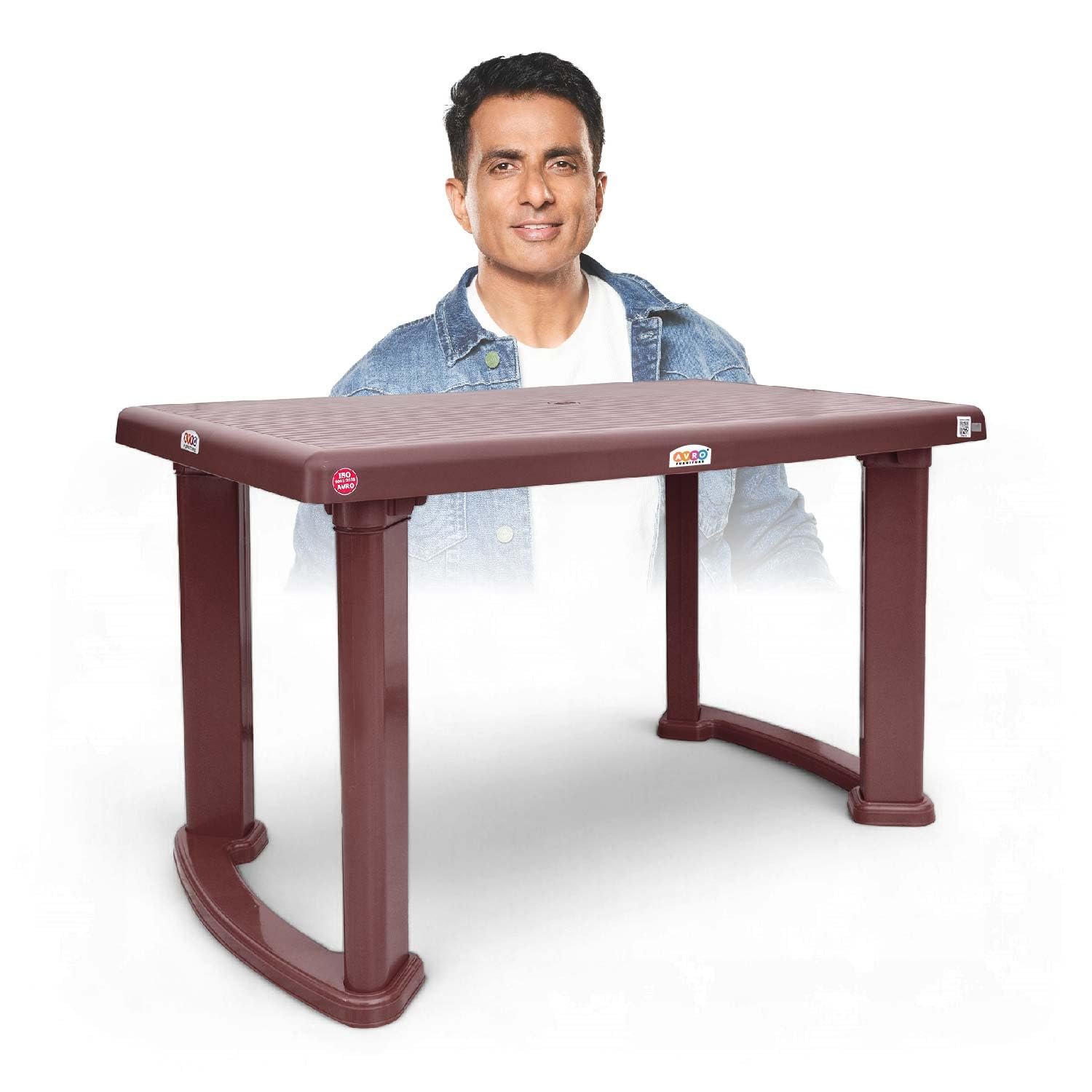 AVRO Furniture Delta Dining Table | Wooden Texture on Top | Sturdy Legs | Strong Connectors | Tested with 200 kg Weight | Dining Table for Home| Brown Color