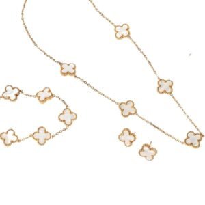 SALTY Midnight Clover Affair Jewellery Set for Women & Girls | Necklace, Earrings & Bracelet Gift Box | Anniversary, Engagement, Birthday & Everyday Wear Gift | Accessories for Everyday Wear