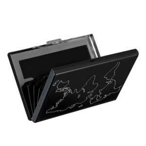 Storite 6 Slots RFID Protected Metal Credit Card Holder Wallet for Men & Women (Black-6.5 x 1.3 x 9.5 cm) (1-Pack)