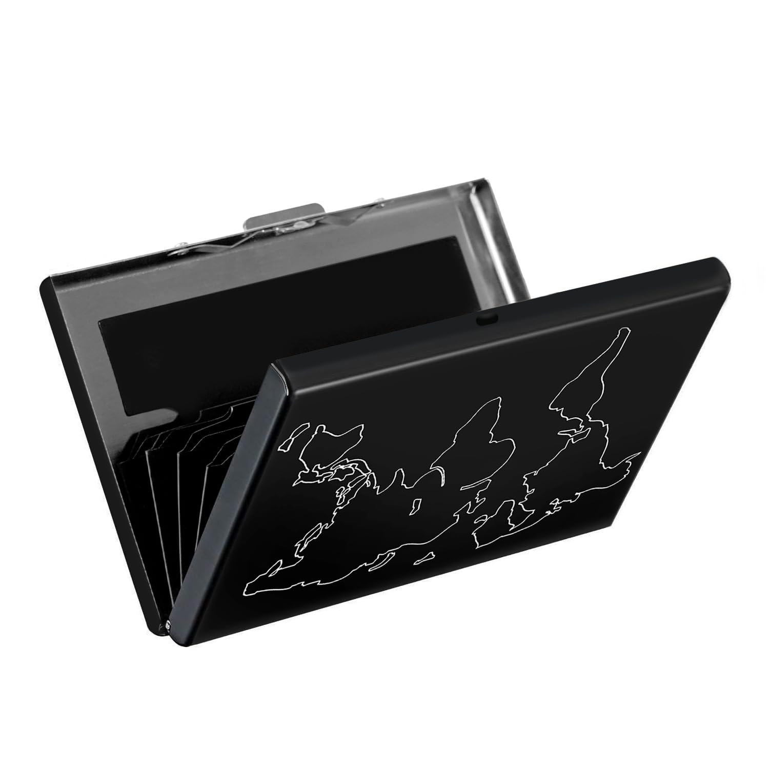 Storite 6 Slots RFID Protected Metal Credit Card Holder Wallet for Men & Women (Black-6.5 x 1.3 x 9.5 cm) (1-Pack)