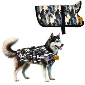 Sage Square Fleece Lined Warm Dog Jacket Windproof Camouflage Dog Vest Winter Coat, Dog Apparel for Cold Weather Dog Jacket, Random (1 Piece) (Camouflage, 6XL – 30Inch)