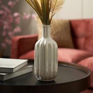 Pure Home + Living Ceramic Decorative Floral Vase (11X11X25.5 cm, Cream)