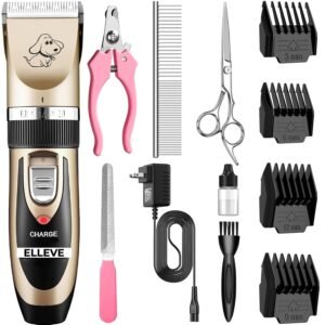 ELLEVE- Dog Trimmer/Cat Trimmer/Machine/for Labrador, Shih Tzu, German Shepherd, and Golden Retriever, Rechargeable/Cordless/Battery Powered/Pets Hair Cutting Grooming Clipper Kit For Dogs,Cats