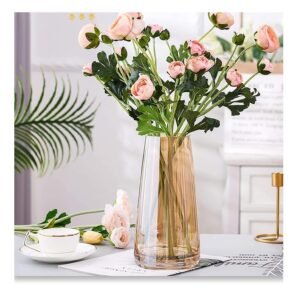 SPHINX Decorative Glass Vase for Flowers Plants Home Decor Office Living Table Decorations, Vases for Home Decor, Luster Glass Vase,Modern Glass Vase – (Crystal Amber, Approx 9 Inches Height)