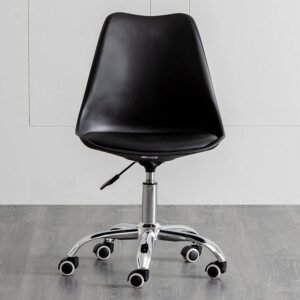 Enosilla Armless Revolving Office Chair – Solid Steel Suitable for Home/Office/Study/Vanity/Shops/Hospital/Clinic/lab/Spa/Conference/Meeting/Reception (Charcoal Black)