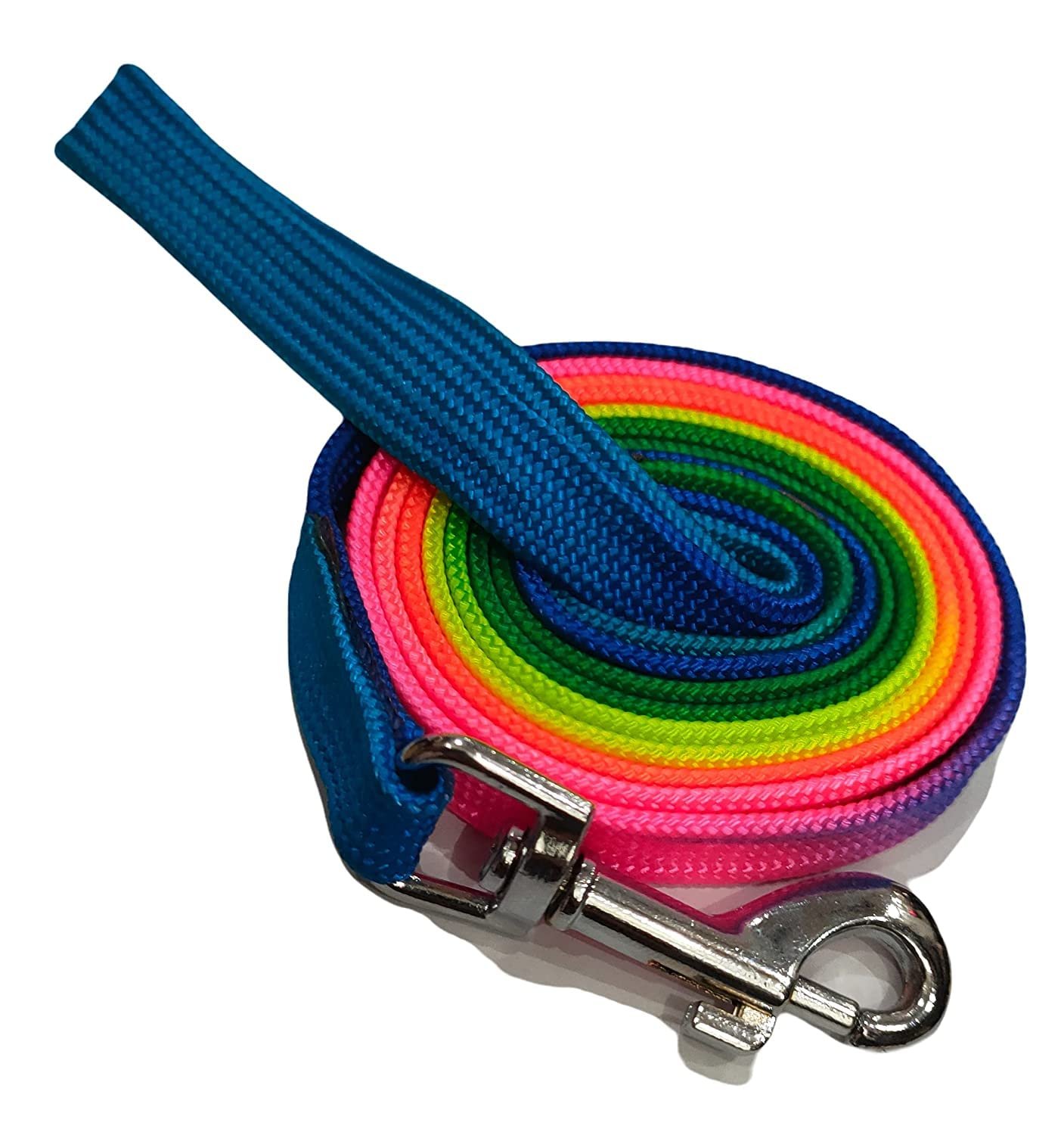 RvPaws Colorful Adjustable Nylon Puppy Leash Harness and Collar Rainbow Combo, Suitable for Puppy 15 mm Multicolor (Collar + Harness + Leash)