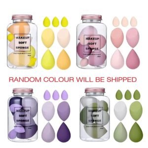 MACPLUS Makeup Sponge Set Beauty Blender with Egg Case, Soft Sponge For Liquid Foundation, Creams, and Powders Latex Free Wet and Dry Makeup (Multicolor 4 Big + 3 Mini -7 Pcs set)