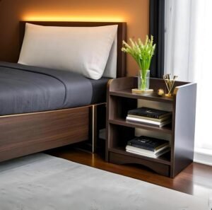 Modern Bedside Table with 3 Shelves,Bed Side Table Wooden Organizer Stand/Home Decor Table/Coffee Table/End Table/Side Table for Bedroom/Table for Living Room 40.6 x 25.4 x 50.8 cm, Dark Brown