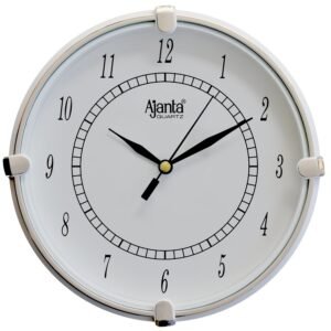 Ajanta Plastic Step Movement Round Wall Clock (White, 25.7 X 25.7 X 3.6 Cm) – Analog