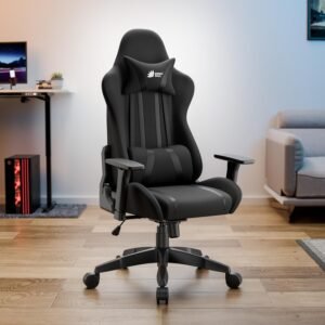Green Soul Beast Racing Edition Ergonomic Gaming Chair with Premium Fabric & PU Leather, Adjustable Neck & Lumbar Pillow, 3D Adjustable Armrests & Strong Nylon Base (Full Black) Installation Provided