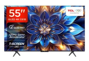 TCL 139 cm (55 inches) 4K Ultra HD Smart QLED Google TV 55C61B (Black)