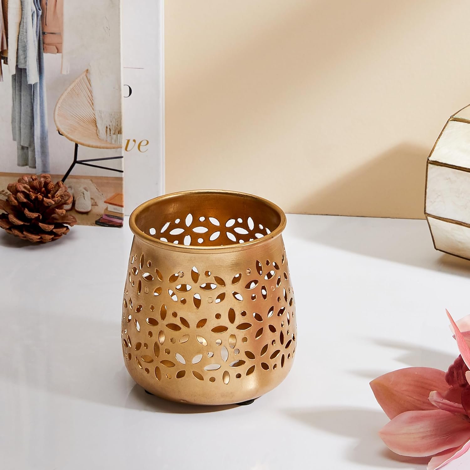Amazon Brand - Solimo Decorative Metal Urban Lantern and Tealight Candle Holder | Home Décor & Gifting