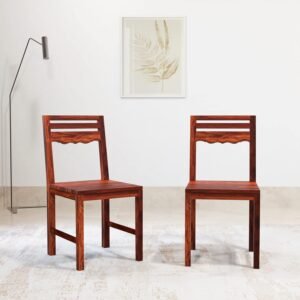 Amazon Brand – Solimo Mehraab Dining Chair (Solid Sheesham Wood, Honey Finish) – Set of 2