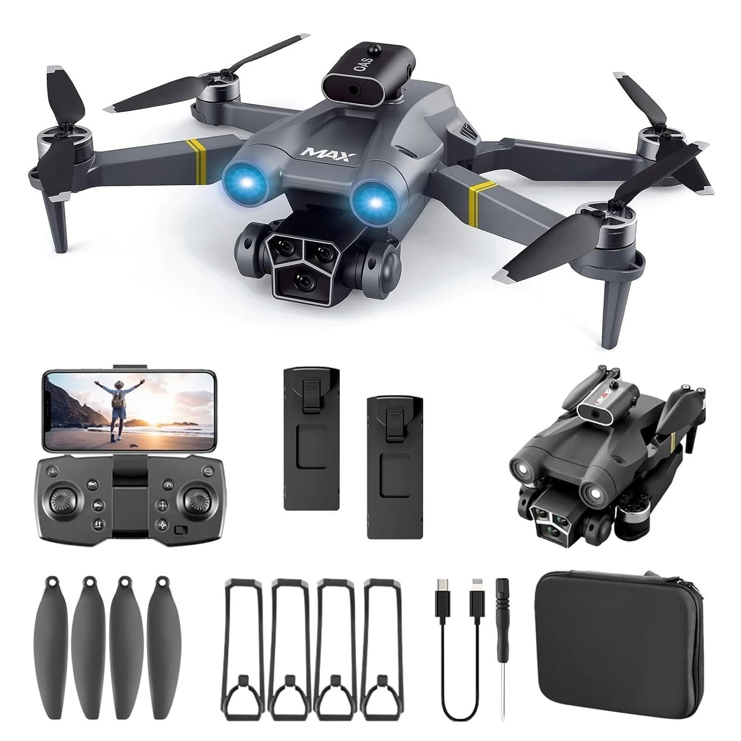 Heattack WEADFAX 4K Ultra HD Brushless Drone with Long Battery Life, Smart Flight Modes, Foldable Design, and 30-Minute Flight Time for Aerial Photography and Outdoor Adventures.