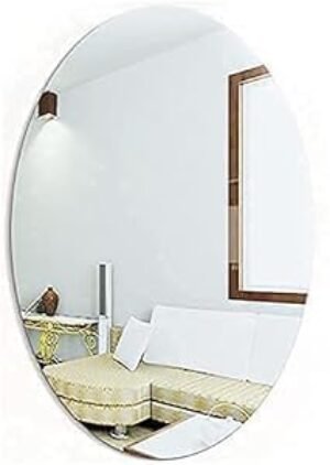 Oval Shape Adhesive Mirror Sticker for Wall on Tiles Bathroom Bedroom Living Room Basin Mirror Bathroom Wall Mirror Stickers Unbreakable Plastic Wall Mirror 20 * 30 (1) (0)