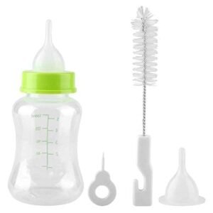 PSK PET MART Pet Nursing Bottle Dog Feeders Puppy Cat Kitten Feeding Bottle Nipple Brush Kit Water Fountain Milk Bottle Pet Supplies Color May Very