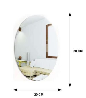 Oval Shape Adhesive Mirror Sticker for Wall on Tiles Bathroom Bedroom Living Room Basin Mirror Bathroom Wall Mirror Stickers Unbreakable Plastic Wall Mirror 20 * 30