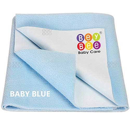 BeyBee Cotton Waterproof Quick Dry Sheet for Baby| Bed Pad Anti-Piling Fleece Extra Absorbent Washable Matress Protector| Baby Bed Protector Sheet for Toddler Children, Large Size, 140X100Cm, Blue