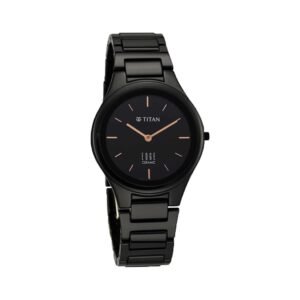 Titan Edge Ceramic Black Dial Analog Ceramic Strap Watch for Women-NS2653NC01/NT2653NC01