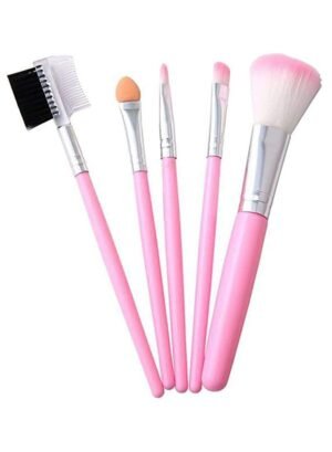 RJGUDDU TYA 6155 Makeup Kit – 5 Pink Brushes, 3in1 Combo, 36H Eyeliner, Kajal, Compact, Lipstick, Fixer, Primer, Contour, Foundation, 3 Makeup Puffs (Pack of 20)