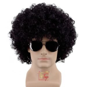 TIPTOP DECORATION Premium Curly Clown Joker Malinga Unisex Funky Hair Wig (Natural Black)