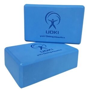 UDKI Yoga Block Set of 2, Extra Large (Blue) | High-Density EVA Foam, Soft Surface for Balance, Support & Performance | Ideal for Strength Training & Yoga Exercises (3″x9″x6″)