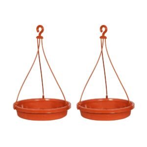 Radhe Bird Feeder Bowl, Birds Water Feeding Bowl with Hanging Hook, Bath tub for Cage and Garden Birds. (25×5 Cm)
