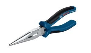BOSCH Professional 200mm Long Nose Pliers – Chrome Vanadium Steel, Rubber Grip, Anti-Slip Handles for Enhanced Durability & Comfort