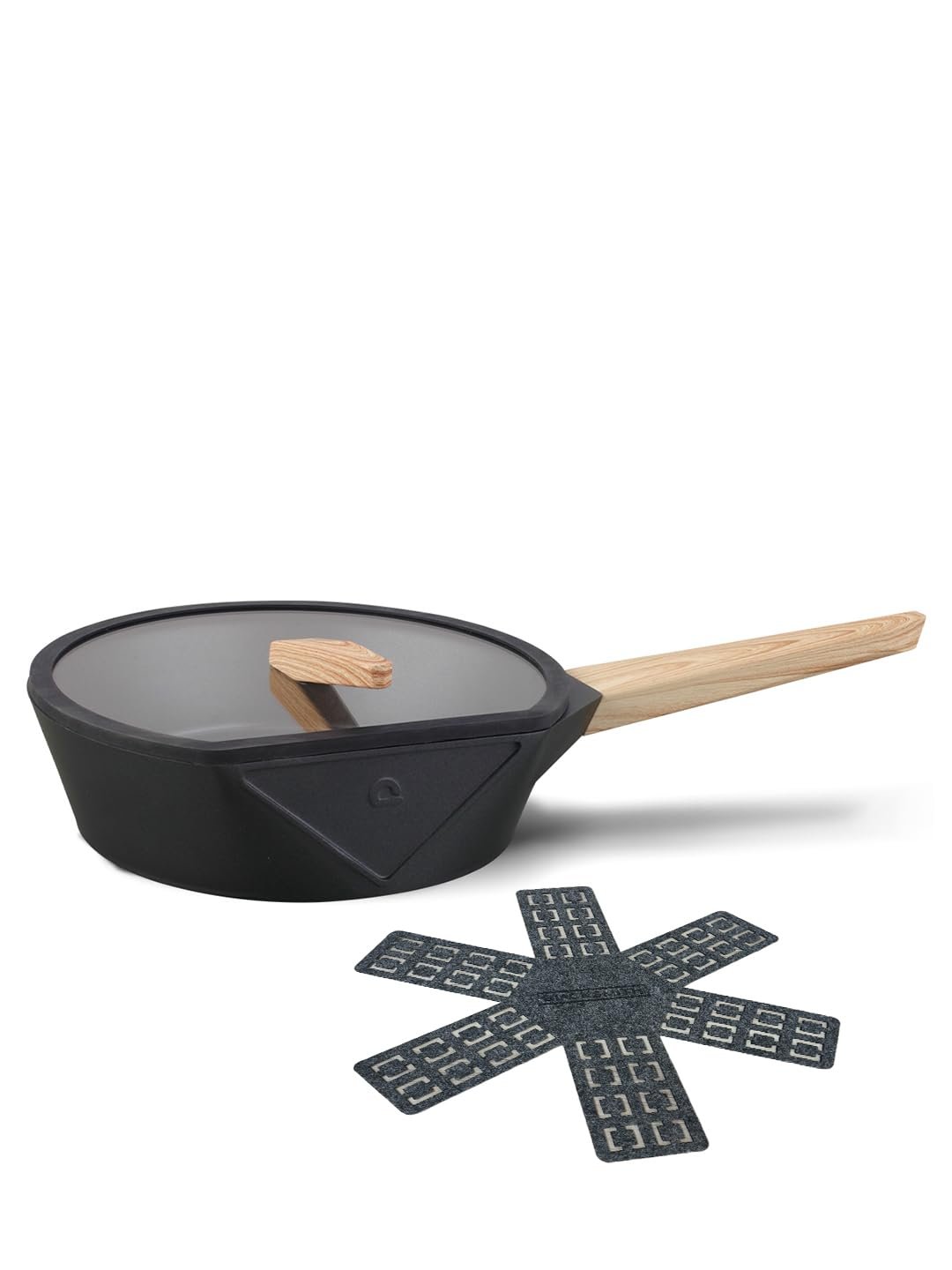 BLACKSMITH Nonstick Deep Frying Pan Non Stick Induction Cookware/Fry pan Non Stick, Cooking Pan with Wooden Handle, Frying kadai, Gifting