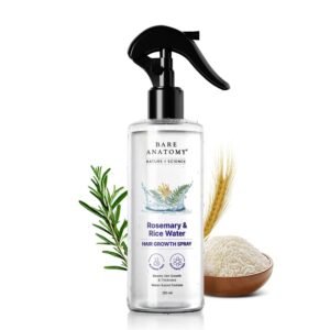 Bare Anatomy Nature x Science Rosemary Water Spray for Hair Growth & Hair Thickness with Rice Water |100% Natural Extract | Soft & Smooth Hair| Controls Hairfall| Non-Greasy & Fast Absorbing | 200 ml
