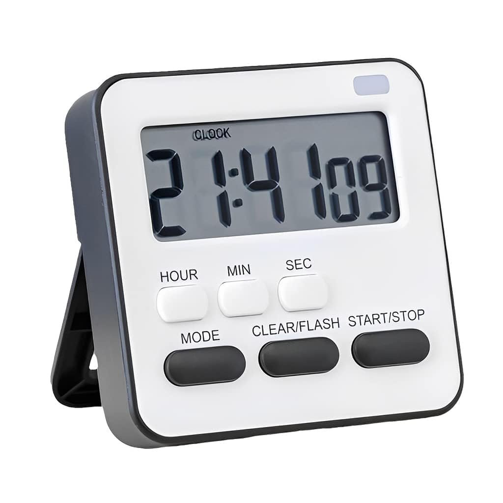 Zollyss Digital Kitchen Timer & Stopwatch, Countdown Large Digits, Loud Alarm, Magnetic Stand Round, for Cooking | Baking | Kids Study Teacher Shower Bathroom Oven Round Back Stand Hanging Hole