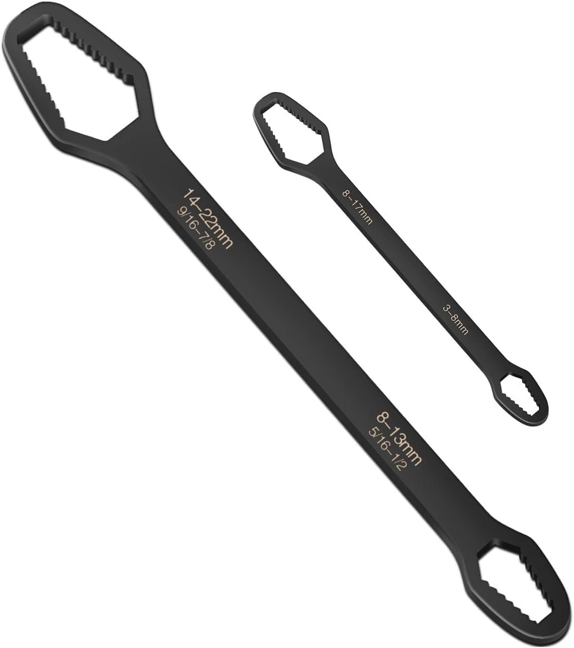 Inditrust 2PCS Universal Torx Wrench Set, Double-Ended Self-Tightening Adjustable Torx Spanner Wrench Tools for Various Screws and Nuts size -(3-17mm) & (8-22mm)