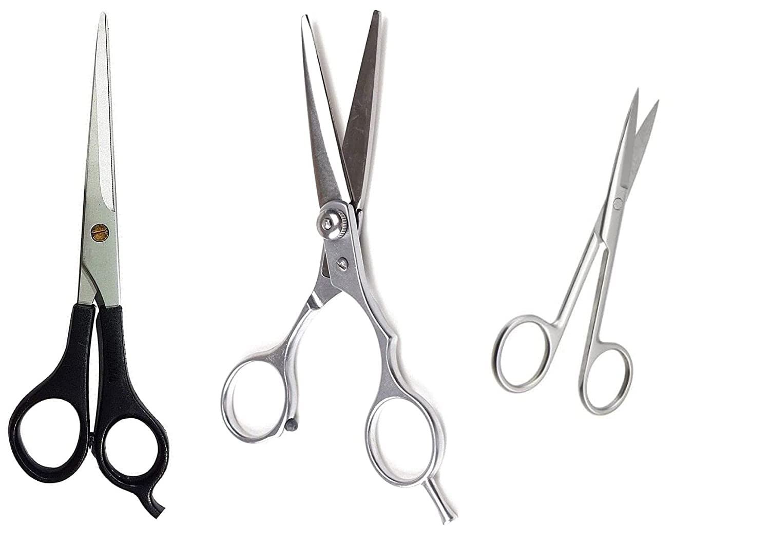 Tifurko Combo of 3 Salon Barber Hair Cutting Scissors, Stainless Steel Scissor, Hairdressing Styling Tool Including Beard Care, Easy to Use and Comfortable Grip, Sharp Edge.