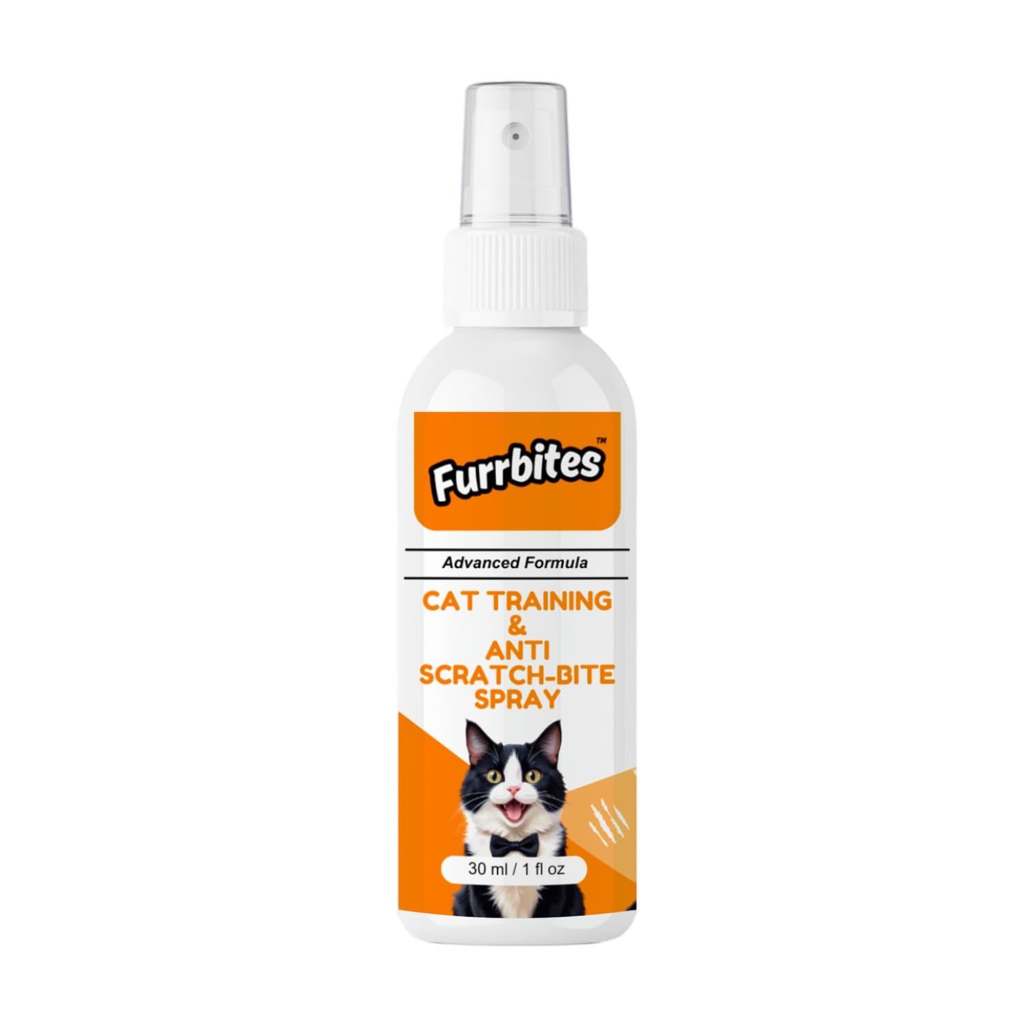 Furrbites Advanced Cat Training & Anti-Scratch-Bite Spray | Safe & Effective Behavior Control Solution for Cats | Indoor & Outdoor Use | 30 ml