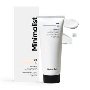 Minimalist Sunscreen SPF 50 PA++++ | Clinically Tested in US (In-Vivo) | Lightweight Cream with Multi-Vitamins | No White Cast | Broad Spectrum Niacinamide Sunscreen For Oily Skin, Dry Skin | For Women & Men | 50g (Pack of 1)