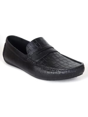 AJANTA Mens Black Loafers