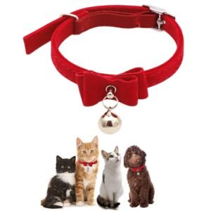 HASTHIP® Adjustable Cat Belt, Strong Breakaway Buckle, Cat Collar With Bell, Velvet Neck Strap for Small and medium-sized Cats, Safety&Comfort 33.5CM – Red (Pack of 1)