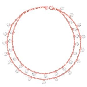 GIVA 925 Silver 18k Gold Plated Rose Gold Zircon Studded Black Bead Anklet | Gifts for Women & Girls