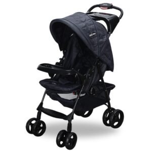 Little Pea Lightweight Baby & Toddler Umbrella Stroller for kids with Large Storage Basket and Canopy, Reclining Seat, Child and Parent Trays, One Hand Foldable for Travel – for New Born to 4 years -Black