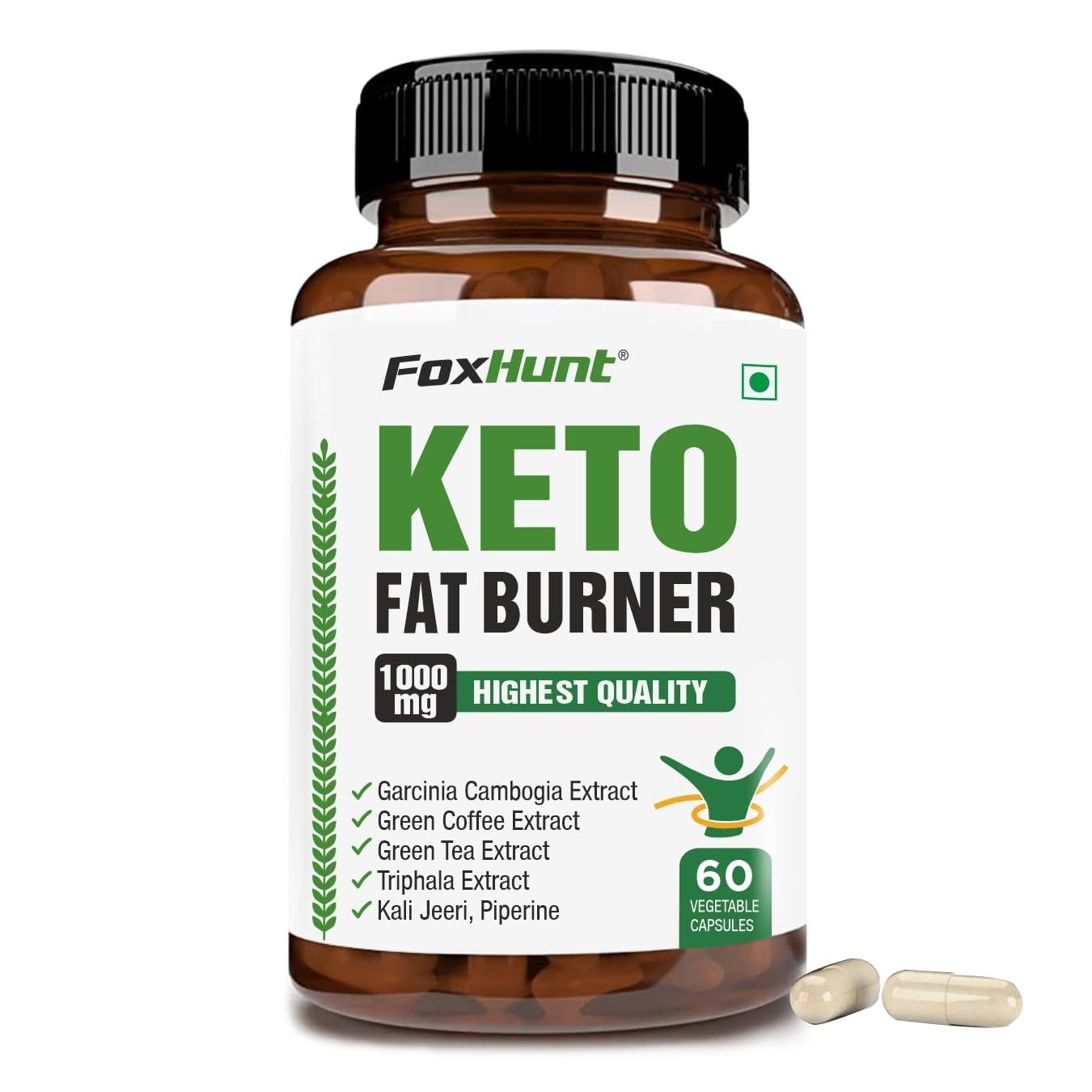 Fox Hunt Keto Fat Burner 1000MG for Men & Women – Effective Weight Loss Supplement for Women, Belly Fat Burner for Men & Women, Boosts Metabolism and Energy with Garcinia Cambogia, Green Coffee Bean, and Green Tea Extract – Keto Diet Supplement for Fat Loss – 60 Capsules (Pack of 1)